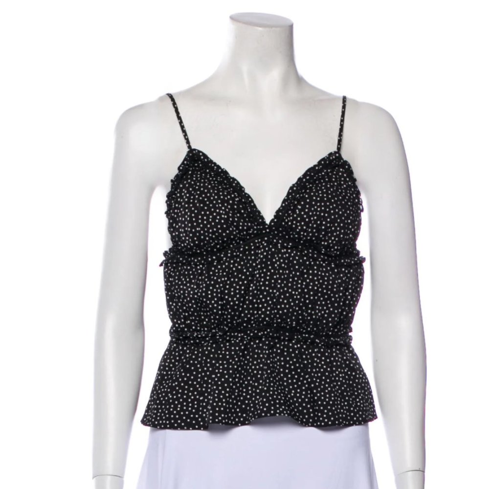 Fleur Du Mal Silk Polka Dot Print Crop Top Size (XS)